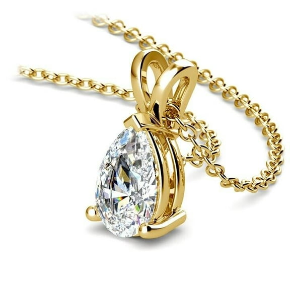 1Ct Pear Cut Simulated Diamond Solitaire Pendant Necklace 14k Yellow Gold Plated