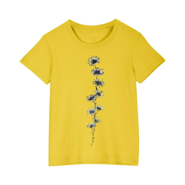 Birdeem Chemises pour Filles Tout-Petits Enfants Garçons Filles T-Shirt en Coton Mode Mignon Col Rond Imprimé Tee Manches Courtes Haut