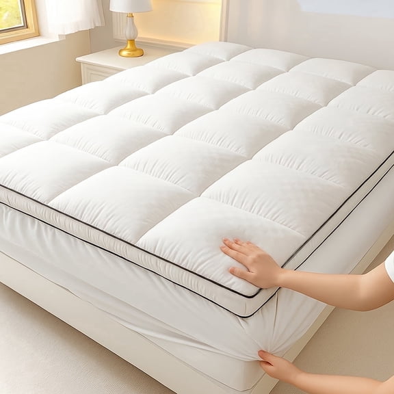 Mattress Topper, Extra Thick Filling Mattress Pad Pillow Top Mattress Cover Quilted Fitted Mattress Protector-Twin Size