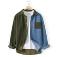 thumbnail image 3 of 2023 Autumn Cargo Corduroy Men Long Sleeve Casual Patchwork Button Men's Shirts High Quality Overshirt Blouses Male Clothing, 3 of 5
