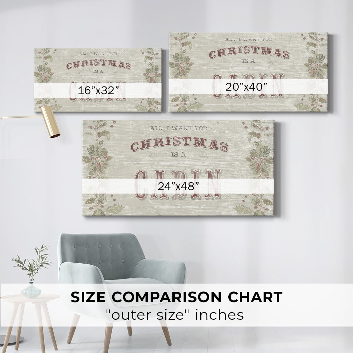 Cabin Christmas Collection C- Gallery Wrapped Canvas