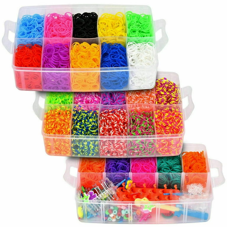 TwoLLL 15000/4500Pcs Kit Box+ Rubber Loom Bands Children