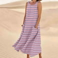 thumbnail image 2 of Ahuyic Womens Summer Casual Dress,Womens Plus Size Dress,Womens able Sleeveless And Linen Round Neck Printed Long Dress,Pink,L, 2 of 5