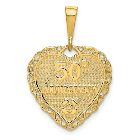 14k Yellow Gold Reversible 50th Anniversary Pendant Charm Necklace Special Day