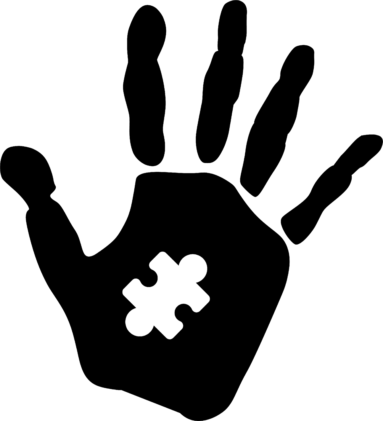 Handprint Puzzle Piece On Palm Autism Awareness Support Wall Decals for