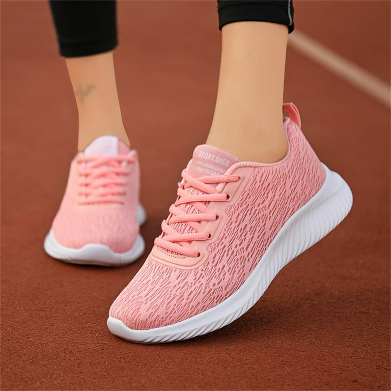 FZM Women shoes Fashion Summer And Autumn Sneakers Flying Woven Mesh Lace Up Solid Color Lightweight Casual Walmart.com