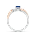 thumbnail image 2 of ANGARA Natural 0.6 Ct. Blue Sapphire with Diamond Three Stone Ring in 14K White & Rose Gold for Women (Ring Size: 11.5), 2 of 12