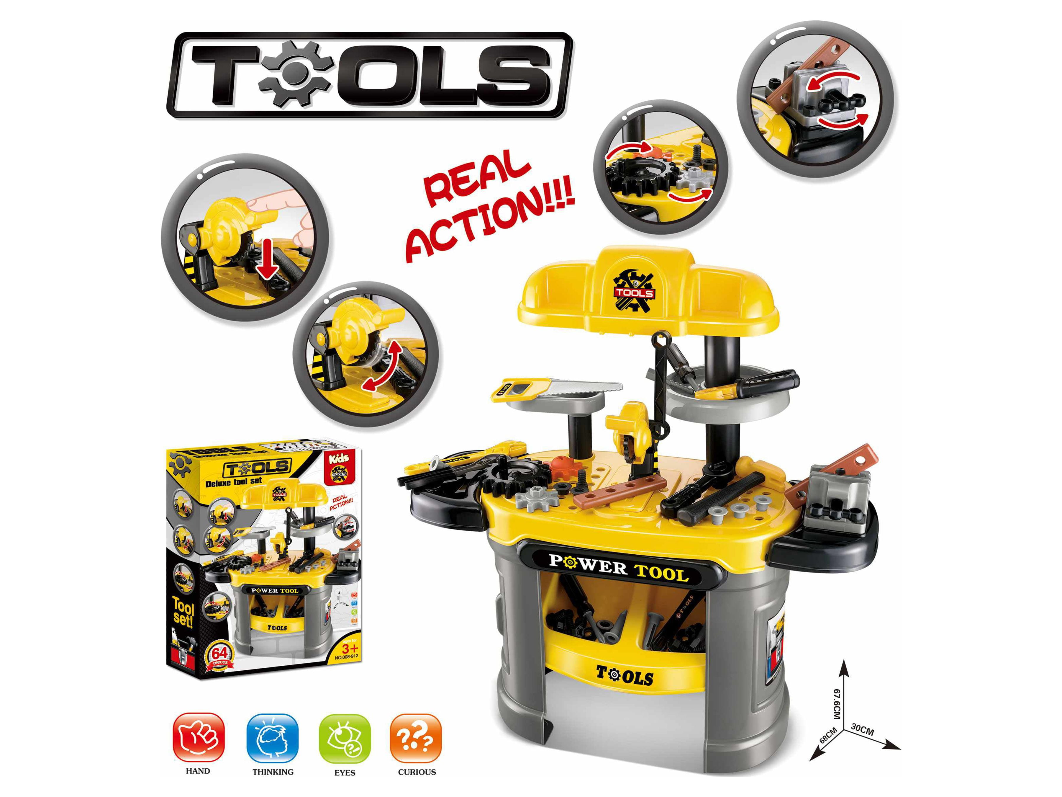 Tool Play Set for Kids Yellow Workbench for Kids Tool Bench Ideal Boys  Girls Age 3 4 5