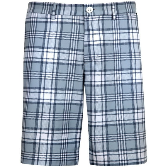 Plaid Cool-Stretch Men's Golf Shorts (Grey)