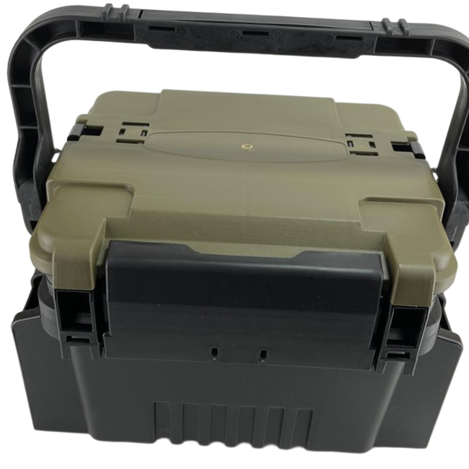 Wswqop Fishing Tackle Box Organizer with Shoulder Strap with Compartments Carrying Case Green