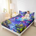 thumbnail image 4 of Homewish Purple Mushroom Bed Sheets,Natural Scenery King Sheets,Rustic Waterfall Sheet Set For Girls Kids,Super Cozy Room Decor,4 Pieces, 4 of 7