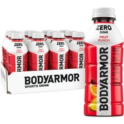 BODYARMOR Zero Sugar Fruit Punch Electrolyte Sports Drink, 16 fl oz, 12 Pack Bottles