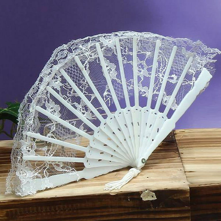 Wedding Fan, Hand Fan, 12 Pcs White Wedding Paper Fan, Decorative