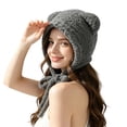 thumbnail image 2 of qolati Women Plush Bear Hat Warm Ear Protection Fall Winter Thickened Fuzzy Hat Earflap Beanie Warm Tropper Windproof Hooded Hat Headwear, 2 of 7