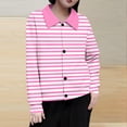 thumbnail image 2 of Riecok Plus Size Jackets for Women Lapel Long Sleeve Jackets Button Down Striped Coats Casual Stylish Clothes, 2 of 5