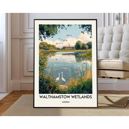 Walthamstow Wetlands London Nature Poster, Unframed Paper Poster 8x10in