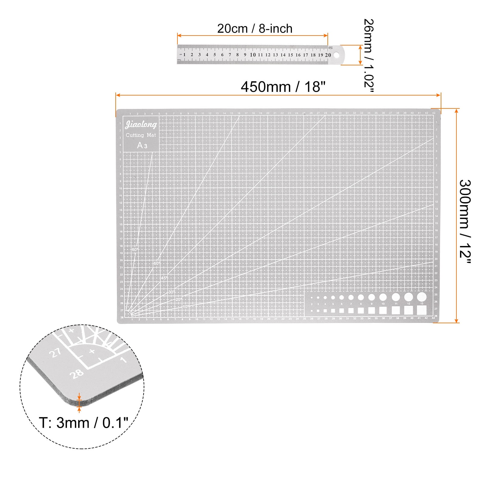 A4 Cutting Mat 12 x 9 Dark Green Craft Mat Non-Slip Cutting Board with 8  Stainless Steel Ruler for Sewing Quilting 