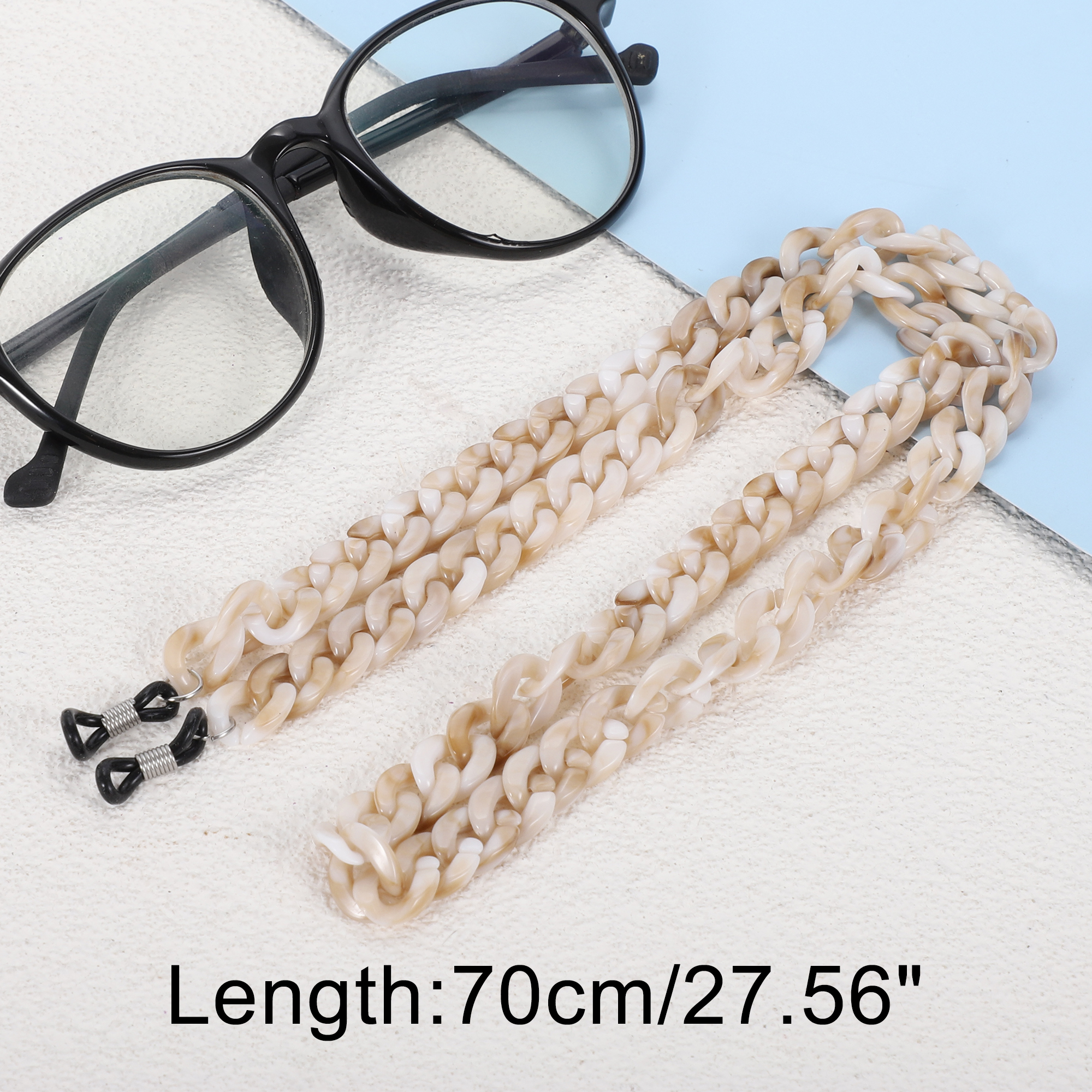 Unique Bargains Dopamine Color Pattern Eyeglass Chain 27.56" 1 Pc Light Brown