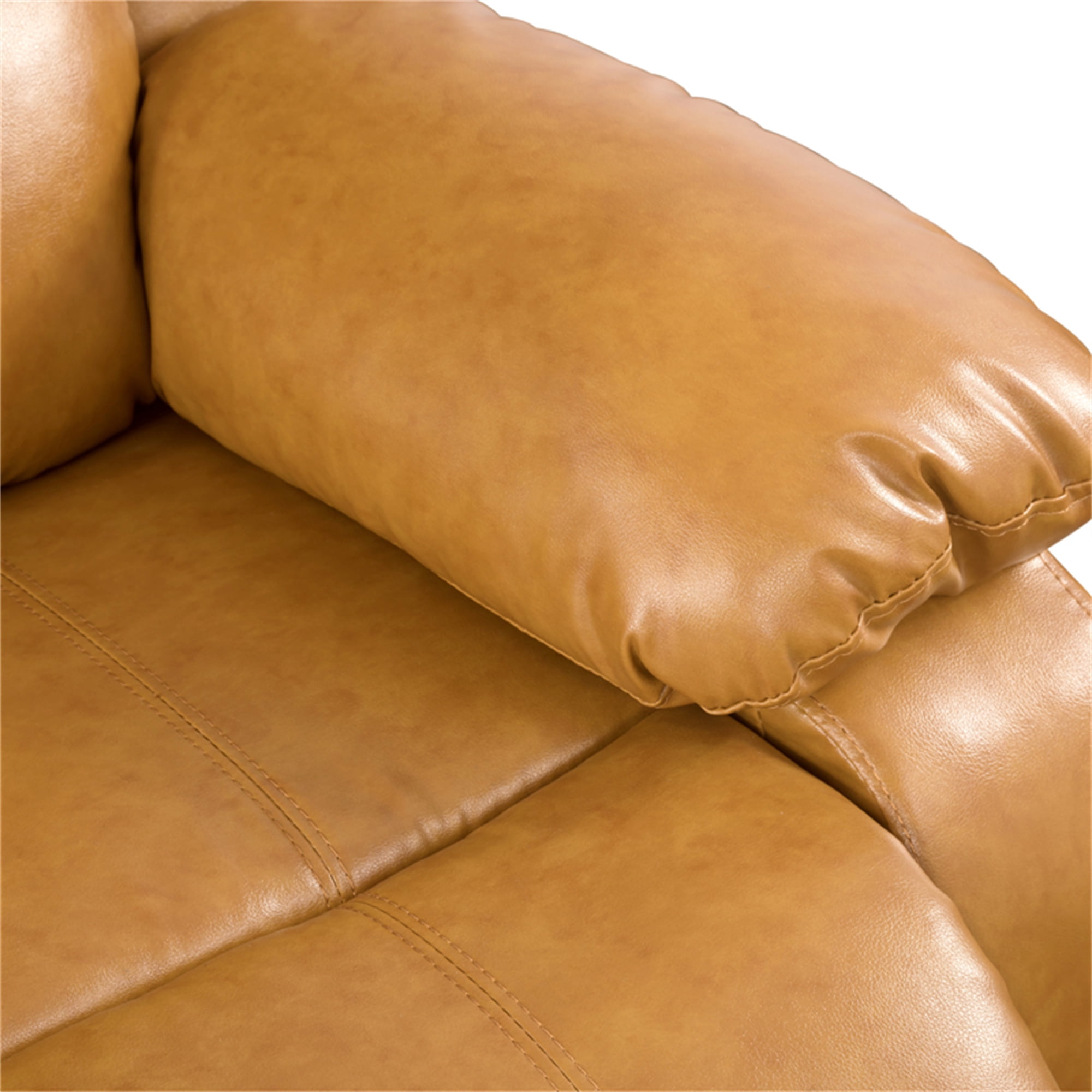 Aukfa Faux Leather Manual Recliner Chair Single Sofa Armchair for Living Room, Bedroom, Ginger