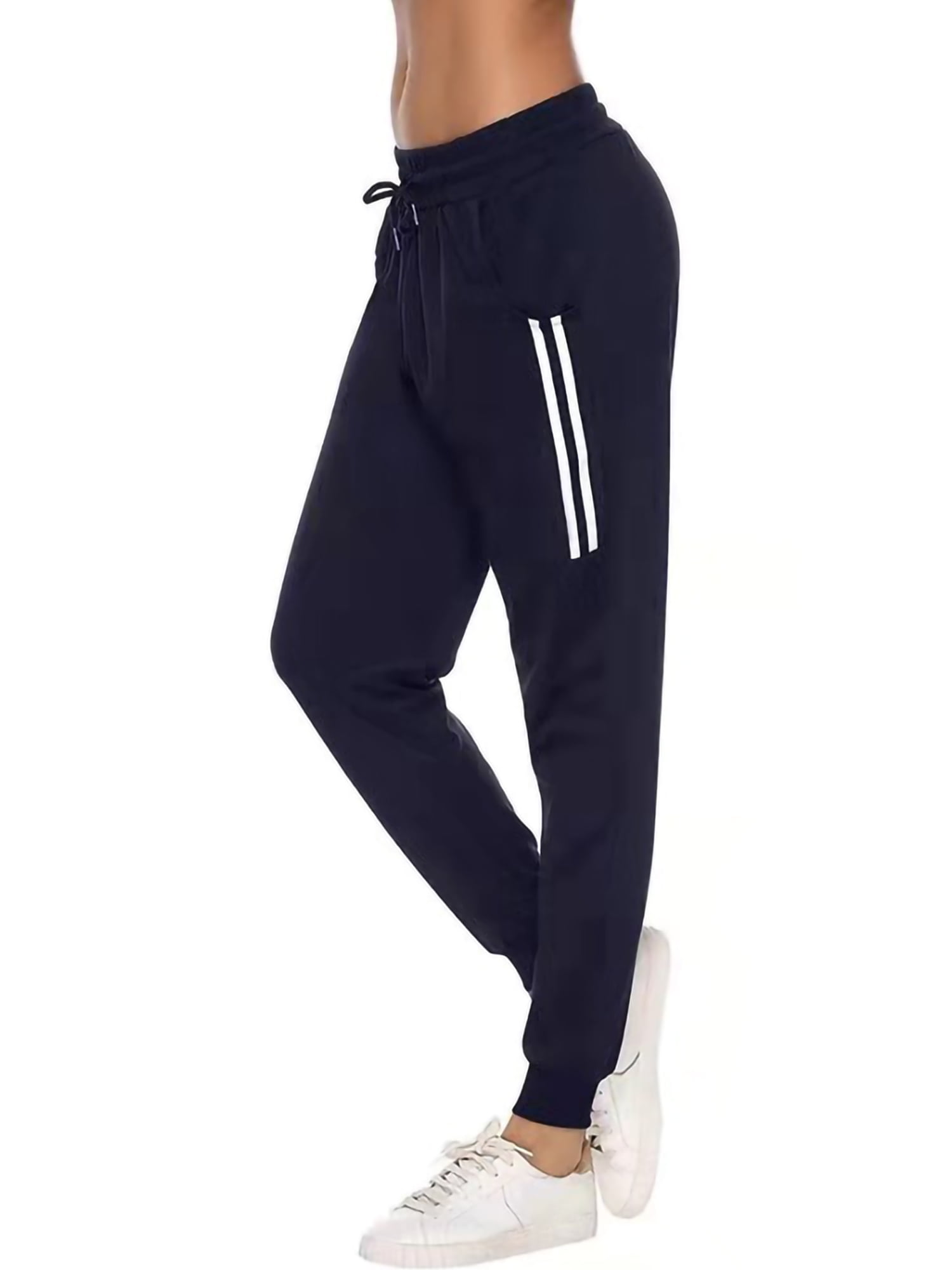 Hawiton Womens Athletic Casual Sports Trousers,Tapered Leg 2-Stripe Training Sweat Track Pants Jogger Bottoms 