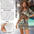 thumbnail image 5 of FKELYI American Tribal Floral Horse Print Women Cover Ups Round Neck Swimsuit Cover-Up Breathable Half-Sleeve Beachwear for Femals Summer Vacation Beach Dress, 2XL, 5 of 6