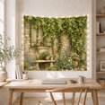 thumbnail image 5 of Weathered Stone Wall with Green Vines and Window, Romantic Cottagecore for Plant Lovers, Garden Art Decor, Housewarming Gift Tapestry Wall Hanging for Bedroom and Living Room, 5 of 7