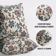 thumbnail image 5 of Navy Blue Orange Floral Block Print Pillow Covers 18x18 Set of 2 Vintage Flower Rustic Fall Colored Patterned Cream Decorative Throw Pillow Cases Outdoor Farmhouse Decoration for Sofa Couch Bed, 5 of 6