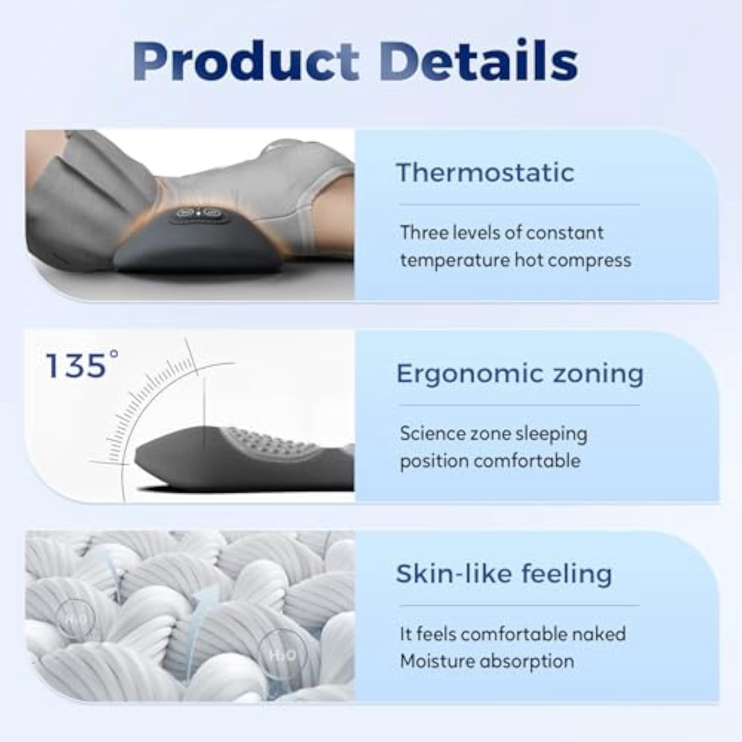3-in-1 Back Massager, 2025 New Electric 3 in 1 Back Massager with Heat and Traction and Vibration for Bed and Chair, Backs Massagers for Neck and Shoulder