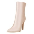 thumbnail image 4 of UngA Boots for Women Women's Suede Knee High Boots Pointed Toe Comfortable Block Heel Side Zipper Riding Boots Beige,6.5, 4 of 7
