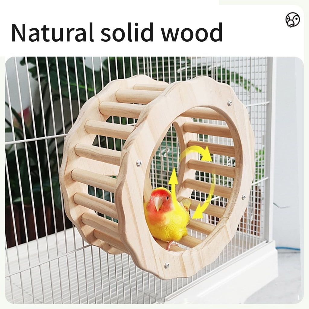 Birdcage Perch Rotating Wheel Toy Enriching Standing Wheel Pet Bird Supply