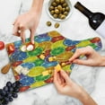 thumbnail image 4 of Abstract Cutting Board, Colorful Slices of Orange Tropical Fruit Rainbow Color Fun Design, Decorative Tempered Glass Cutting and Serving Board, Wine Bottle Shape, Yellow Blue Green, by Ambesonne, 4 of 5