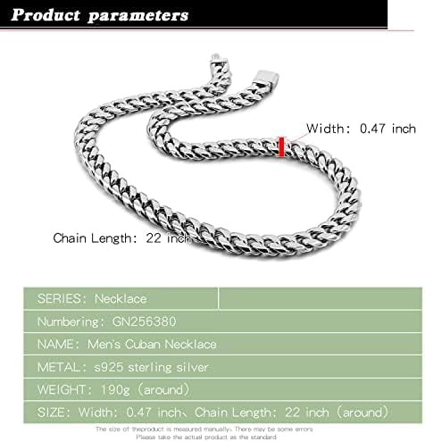 Men 925 Sterling Silver Solid Miami Cuban Chain Necklace 10MM &12MM- Curb Cuban 18 "20 "22" 24 "26" 28" Thick Big Link Choker For Man - Fine Jewelry