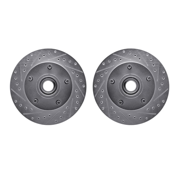 Dynamic Friction Company Front Brake Rotors-Drilled and Slotted-Silver 7002-54026