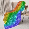 thumbnail image 3 of Sikiie Glitter Rainbow Cozy Flannel Fleece Throw Blanket: Lightweight & Thick for All Seasons - Perfect for Women, Men, & Kids"40"x30", 3 of 6