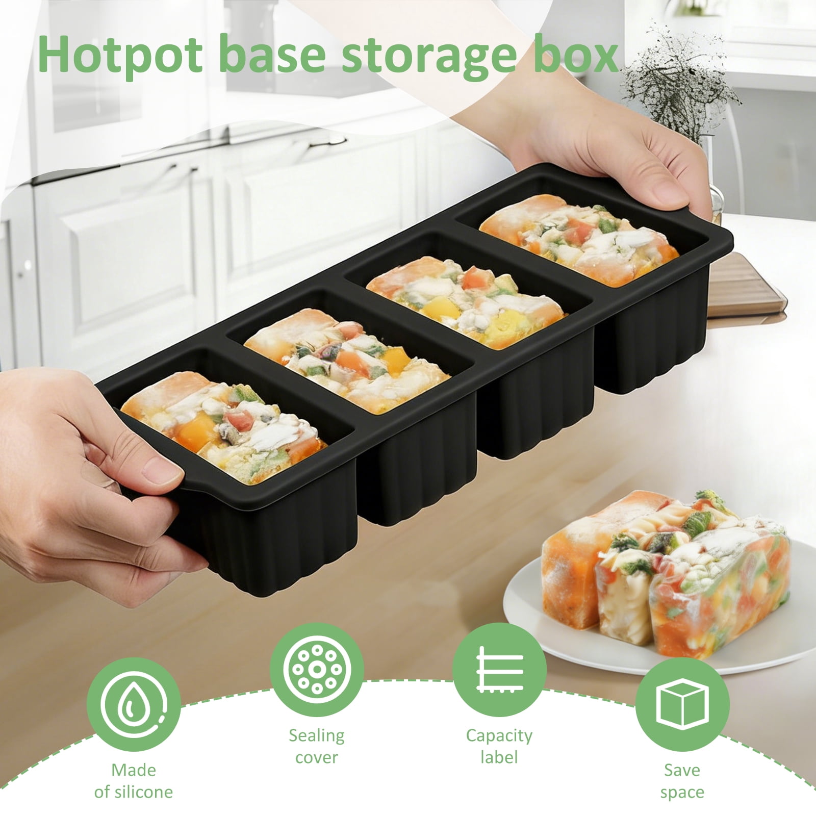 FYJUCPA Silicone Freezer Tray with Lid, 2Pcs Soup Freezer Container Mold Ice Cube Tray Set, Portion Control Meal Prep Oven Dishwasher Safe