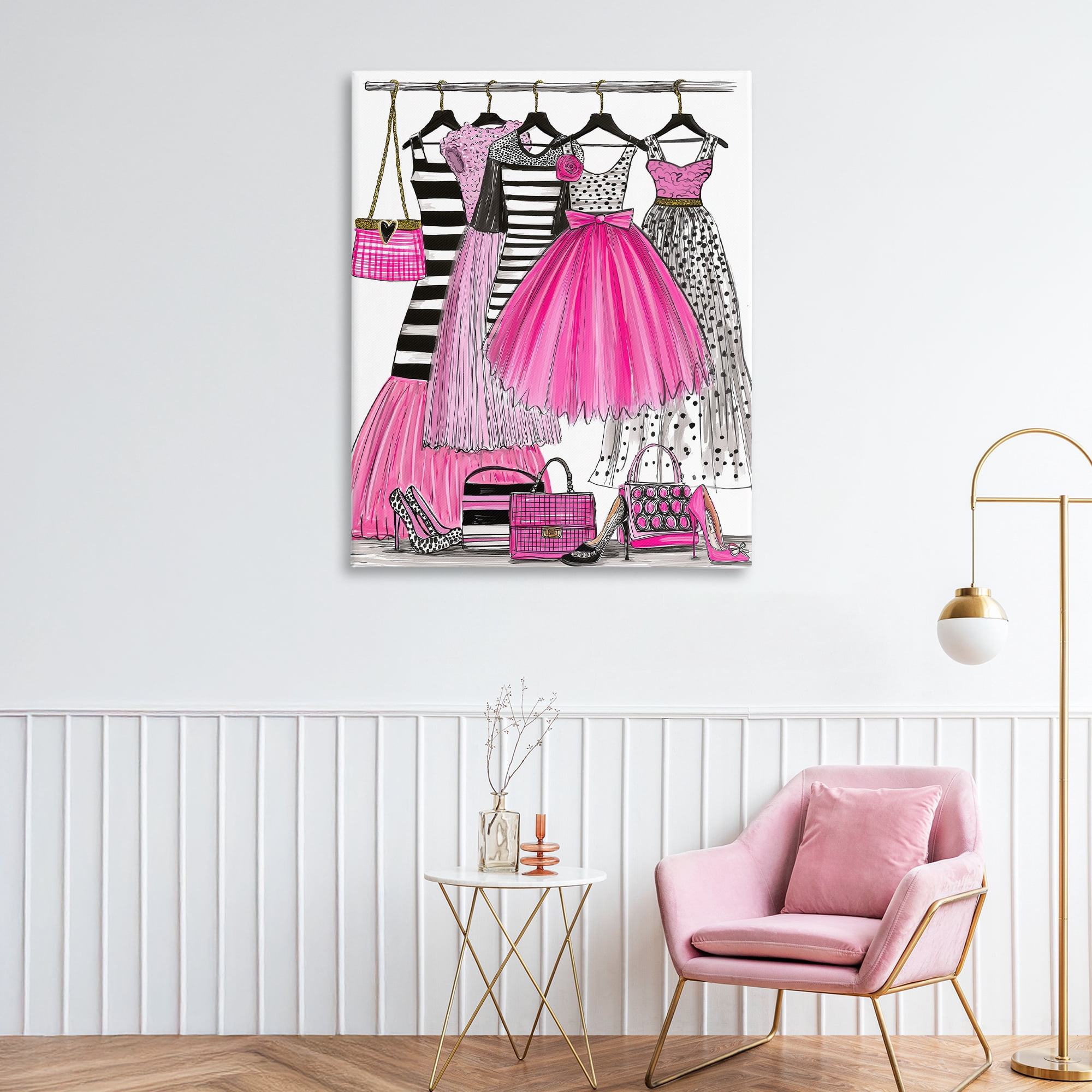 Stupell Industries Chic Pink Tulle Dresses Canvas Wall Art, design by Jess Stempel