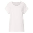thumbnail image 4 of Cyber&Monday Deals USSUMA Plus Womens Tops Dressy Casual Womens Short Sleeve V Neck T Shirts Basic Tee Tops Loose Casual T-Shirts Summer Tops Solid Color Tee Blouses, 4 of 8