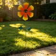 thumbnail image 5 of Metal Flowers for Outside Iron Garden Stakes Decorative with Rotating Petals, 22.84 Inches Tall for Courtyard Yard Ornament, 5 of 6