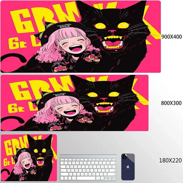 Xxl Pink Anime Mouse pad Cat Pc Gamer Mousepad Cute Girl Desk Mat Non-slip Speed Large Gaming Mouse Mat Rubber Keyboard Desk pad