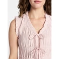 thumbnail image 5 of Time and Tru Women's Textured Tie Front Top, Sizes XS-XXXL, 5 of 6