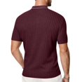thumbnail image 5 of Men’s Loose Fit Knit Jacquard Polo Shirt with Button Front Short Sleeves and Classic Collar for Everyday Business Casual Style, 5 of 5