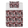 thumbnail image 1 of Abstract Microfiber Bedspread Set, Minimalist Geometric Retro Rectangle Forms Nostalgia Art Print, Soft Bedding Set with Pillow Shams & Comforter, 3 Sizes, Vermilion and Charcoal Grey, by Ambesonne, 1 of 1