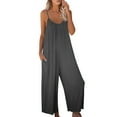 thumbnail image 2 of GZWYHT Rompers for Women Overalls for Women Women's Loose Sleeveless Jumpsuits Strap Stretchy Long Pant Romper Jumpsuit With Pockets Lounge Sets for Women Casual Jumpsuits for Women Grey L, 2 of 6