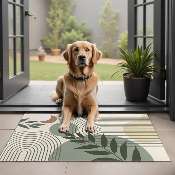 Bohemian Retro Floral Non-Slip Entryway Door Mat,Boho Indoor Decor Durable Low Plush Door Mat,Washable Welcome Rug for Patio Hallway Home Decor 20x32 Inches