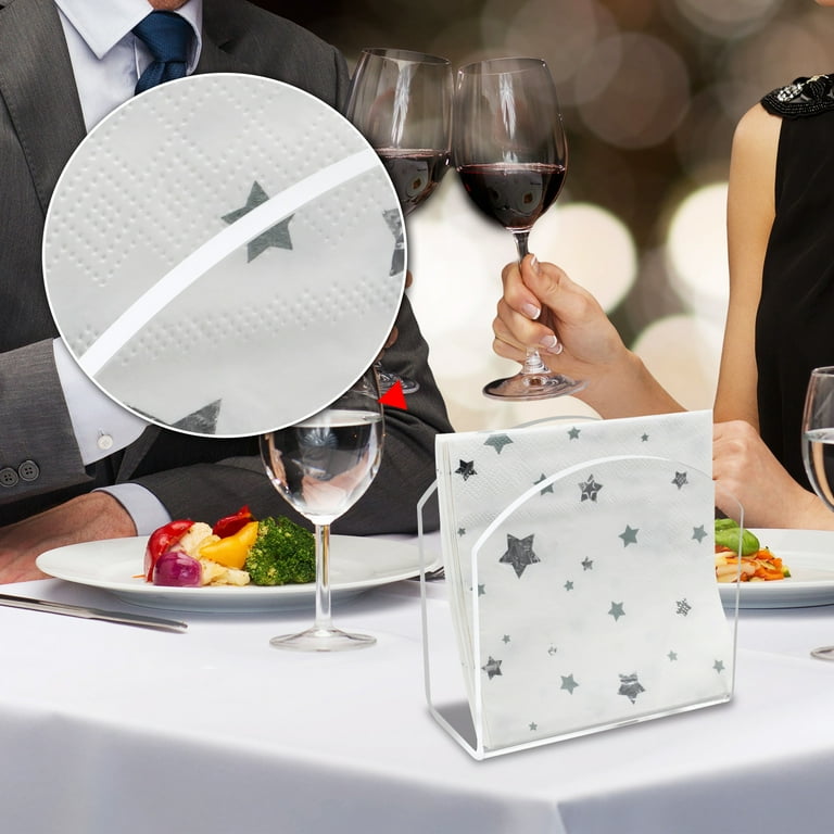 Napkin Holder Crystal Clear Acrylic Napkin Holders for Tables Clear Paper Napkin Holder Stand Tabletop Freestanding Tissue Box Dispenser for Dinner
