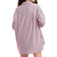 thumbnail image 7 of JULMCOMO 2 Piece Sets for Women Striped Button Down Long Sleeve Shirts Drawstring Wide Leg Summer Shorts Cruise Lounge Outfits Red S, 7 of 7