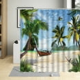 thumbnail image 6 of Seaside Nature Scenery Bathroom Decor Summer Beach Coconut Tree Ship Shower Curtain Polyester Fabric Bathtub Curtains With, 6 of 8
