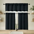 thumbnail image 7 of OVZME Judy Black Kitchen Tier Curtains 24 Inch Length, Light Filtering Short Cafe Panel for Small Half Window, Cabinet Bathroom Basement RV Camper, 30Wx24L, 2PCS, 7 of 7