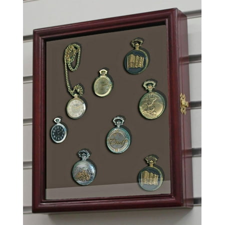 Display Case Wall Shadow Box Frame For Pocket Watches Wood Glass Door W Kc02 Ch