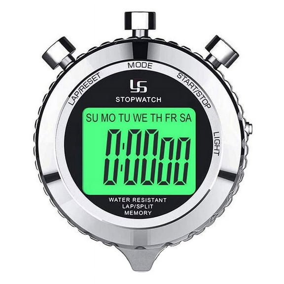 Digital Stopwatch Metal Stop Watch with Backlight, 2 Lap Stopwatch for Sports Competition